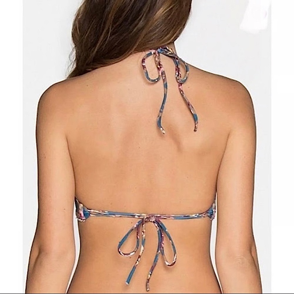 NEW Tavik Cassis Pink & Blue Floral Halter Bikini Top Size XS NWT - Picture 3 of 6